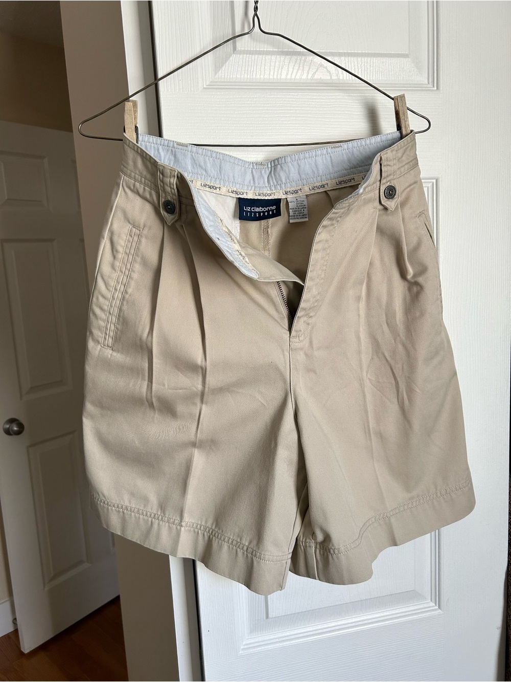 Liz Claiborne Beige Pleated Bermuda Shorts